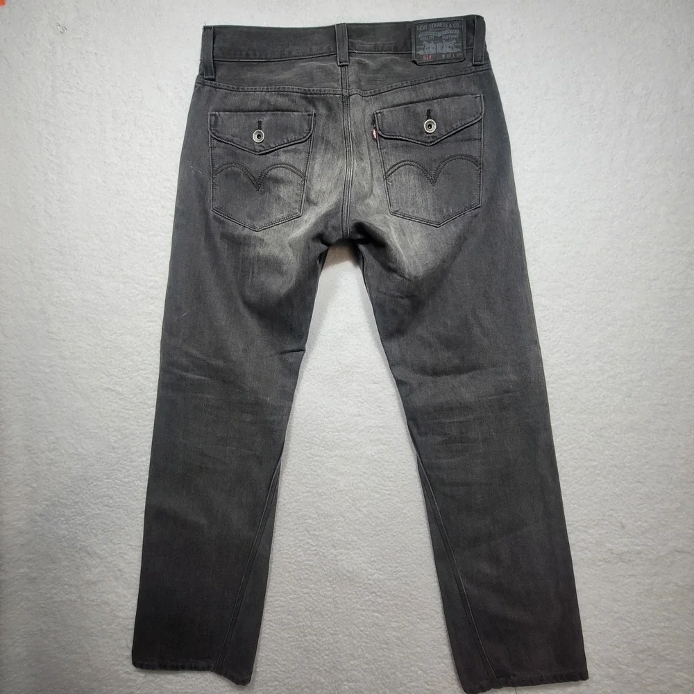 Levis Jeans 514 Men 33x32 Black Denim Back Flap Pockets Slim Straight